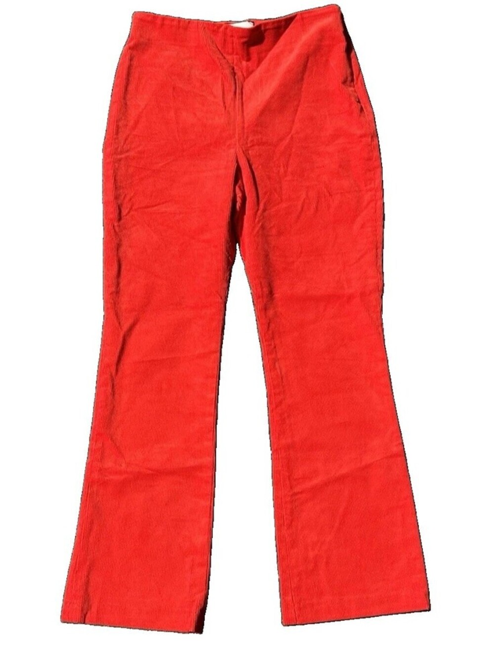 Tuckernuck Ashford L Red Corduroy Pants High Rise Pull On Stretch Flare Crop